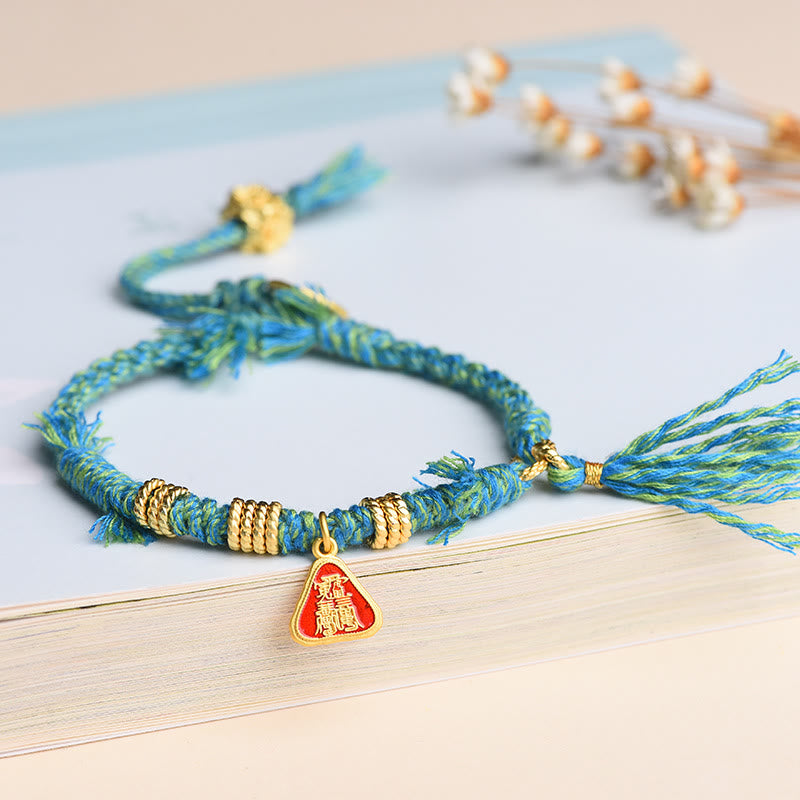 BWOOOH Tibetan String Zakiram Goddess Of Wealth Flower Tassel Protection Bracelet