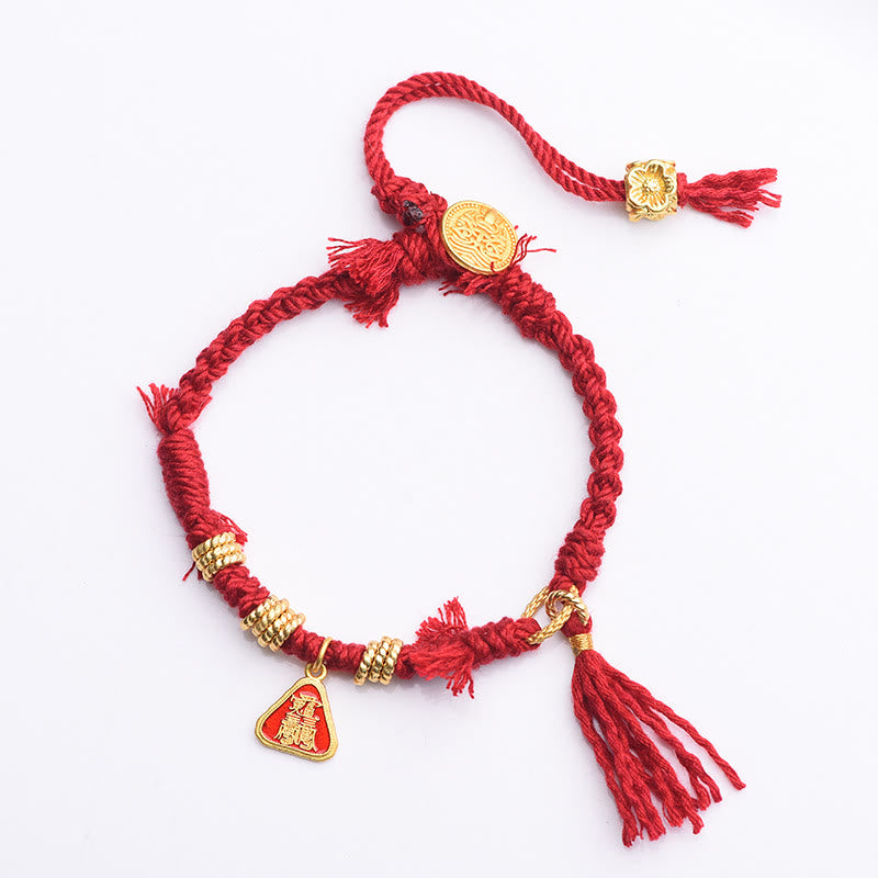 BWOOOH Tibetan String Zakiram Goddess Of Wealth Flower Tassel Protection Bracelet