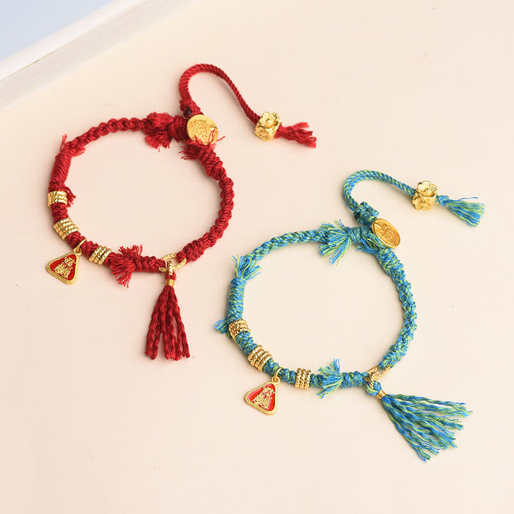 BWOOOH Tibetan String Zakiram Goddess Of Wealth Flower Tassel Protection Bracelet