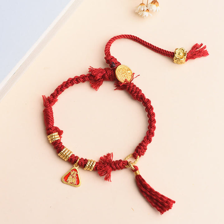 BWOOOH Tibetan String Zakiram Goddess Of Wealth Flower Tassel Protection Bracelet