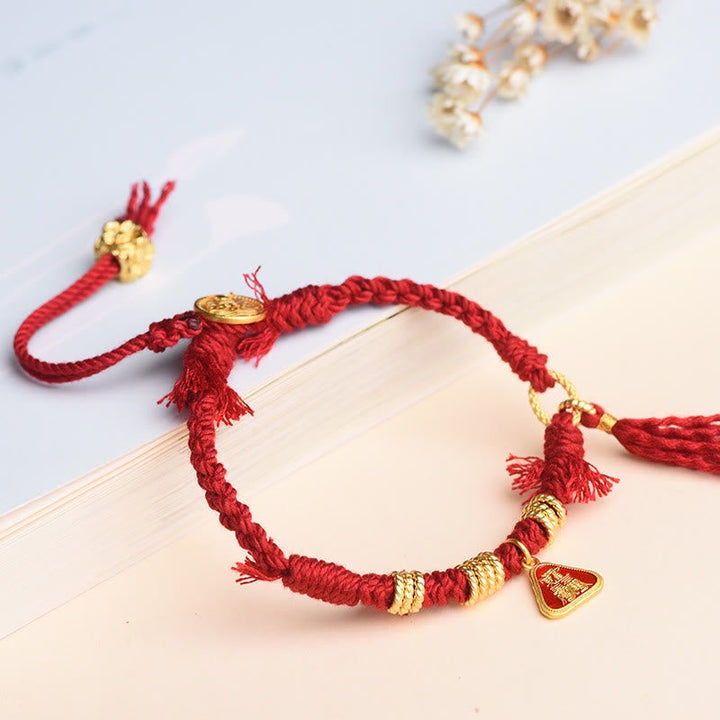 BWOOOH Tibetan String Zakiram Goddess Of Wealth Flower Tassel Protection Bracelet