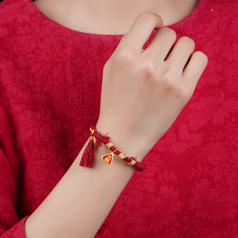BWOOOH Tibetan String Zakiram Goddess Of Wealth Flower Tassel Protection Bracelet