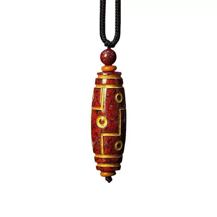 BWOOOH Cinnabar Nine-eye Dzi Bead Blessing Necklace Pendant