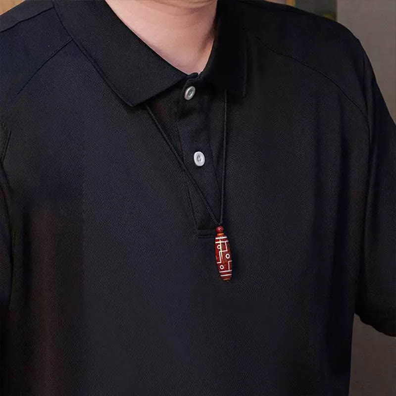 BWOOOH Cinnabar Nine-eye Dzi Bead Blessing Necklace Pendant