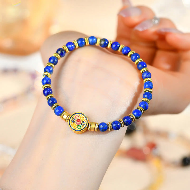 BWOOOH Natural Lazurite Om Mani Padme Hum Bead Balance Bracelet
