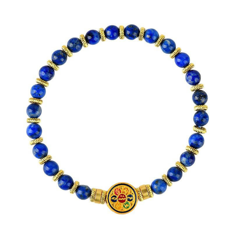 BWOOOH Natural Lazurite Om Mani Padme Hum Bead Balance Bracelet