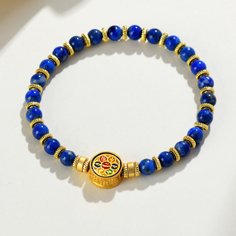 BWOOOH Natural Lazurite Om Mani Padme Hum Bead Balance Bracelet