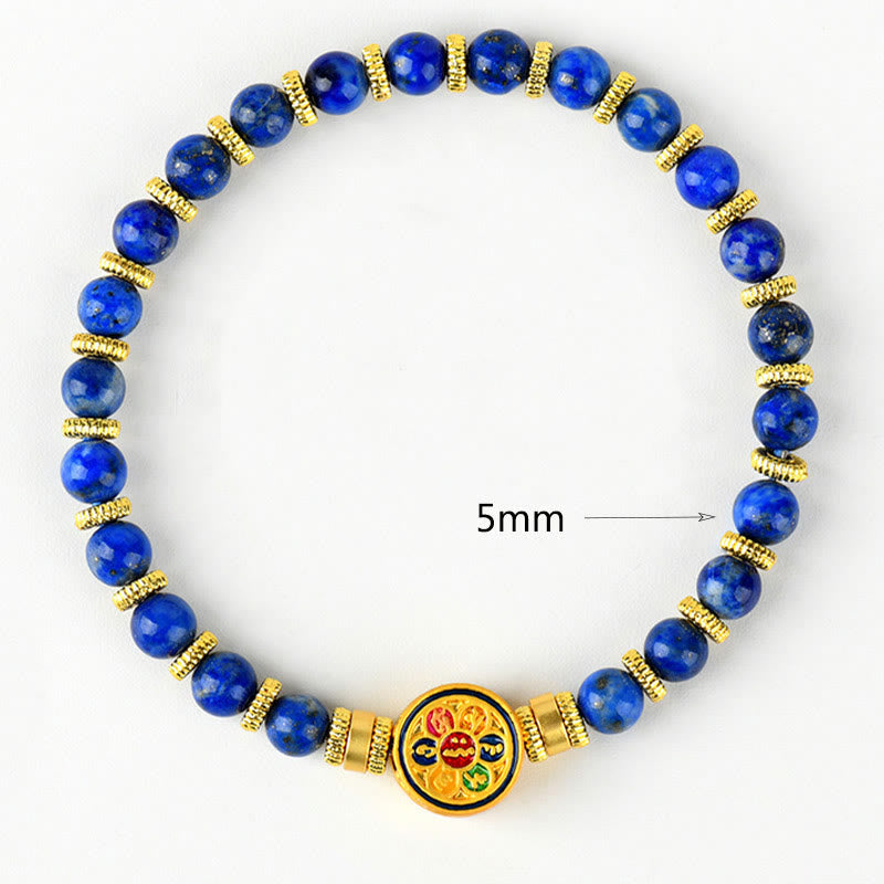 BWOOOH Natural Lazurite Om Mani Padme Hum Bead Balance Bracelet