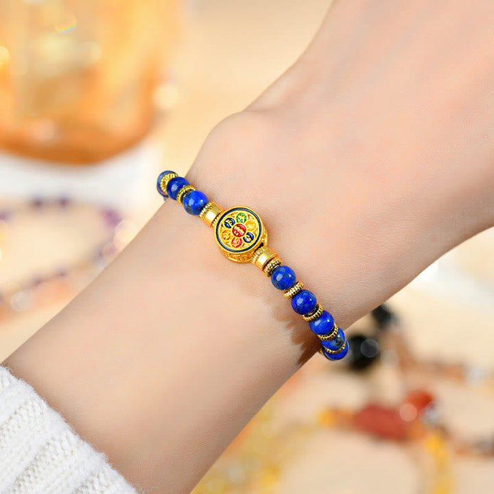 BWOOOH Natural Lazurite Om Mani Padme Hum Bead Balance Bracelet