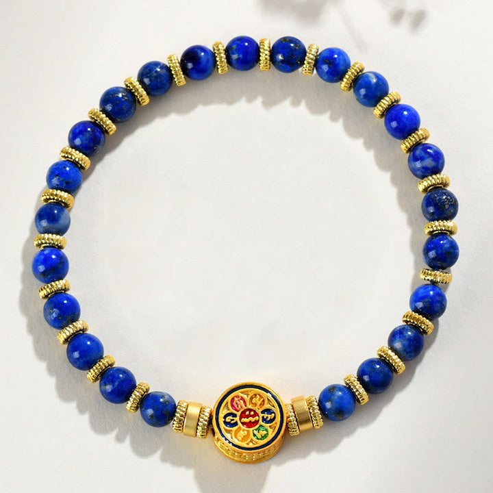 BWOOOH Natural Lazurite Om Mani Padme Hum Bead Balance Bracelet