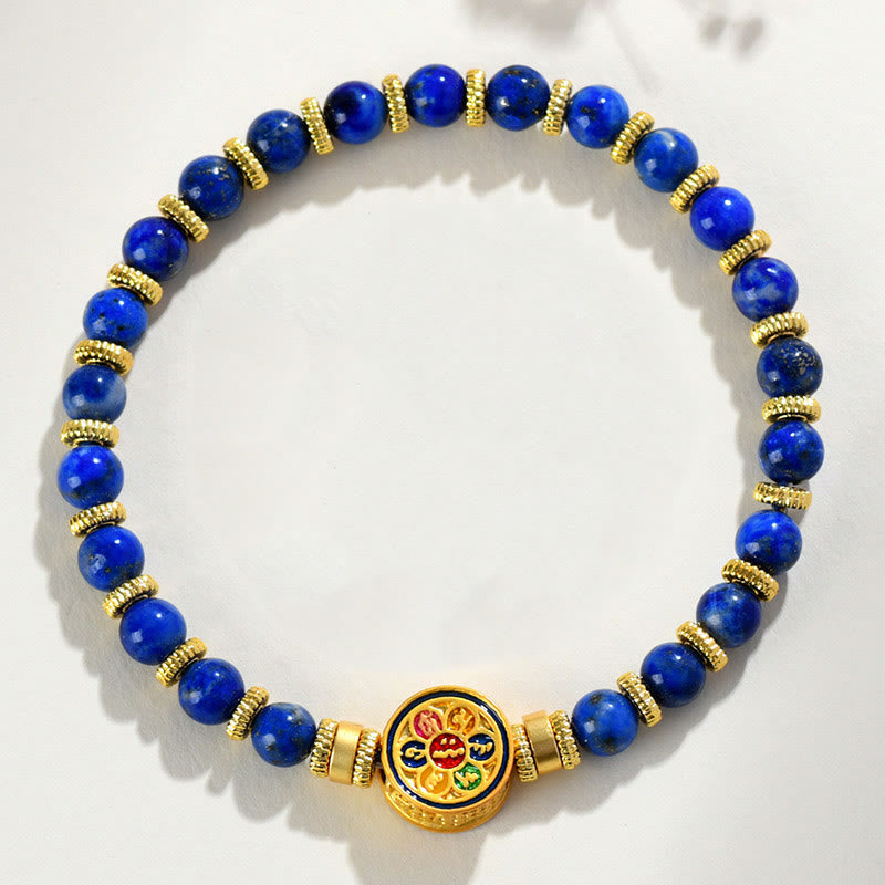 BWOOOH Natural Lazurite Om Mani Padme Hum Bead Balance Bracelet