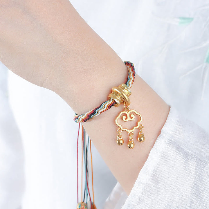 BWOOOH Handmade Dunhuang Color Deer Auspicious Cloud Peace Lock Bell Healing Reincarnation Knot Bracelet