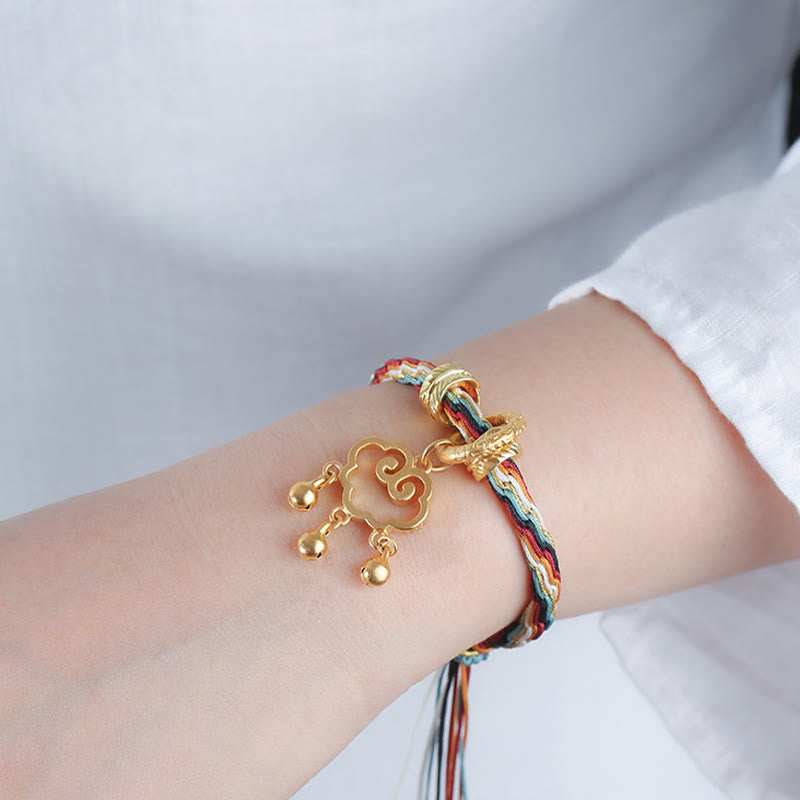 BWOOOH Handmade Dunhuang Color Deer Auspicious Cloud Peace Lock Bell Healing Reincarnation Knot Bracelet