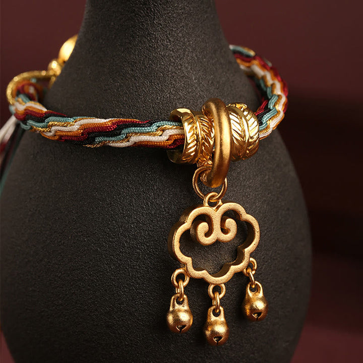 BWOOOH Handmade Dunhuang Color Deer Auspicious Cloud Peace Lock Bell Healing Reincarnation Knot Bracelet