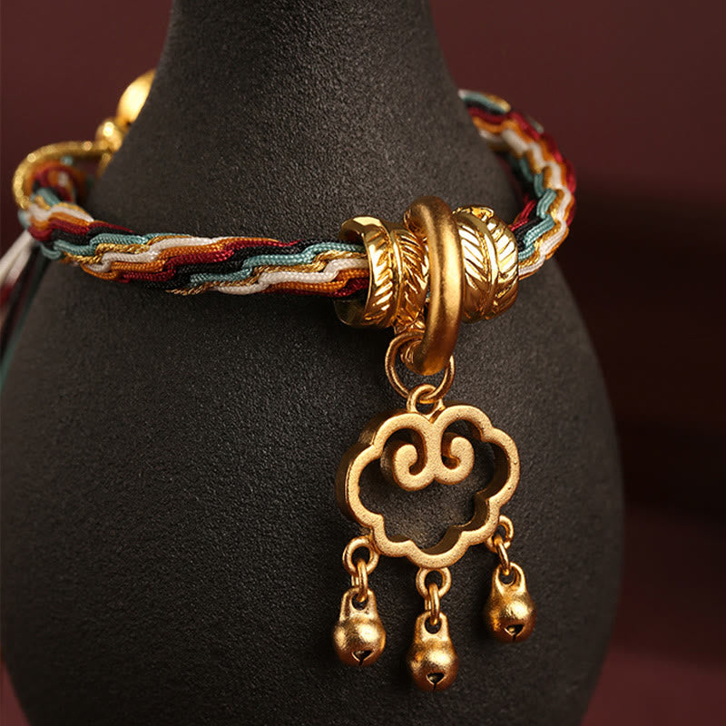 BWOOOH Handmade Dunhuang Color Deer Auspicious Cloud Peace Lock Bell Healing Reincarnation Knot Bracelet