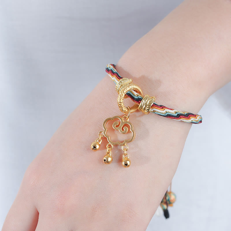 BWOOOH Handmade Dunhuang Color Deer Auspicious Cloud Peace Lock Bell Healing Reincarnation Knot Bracelet