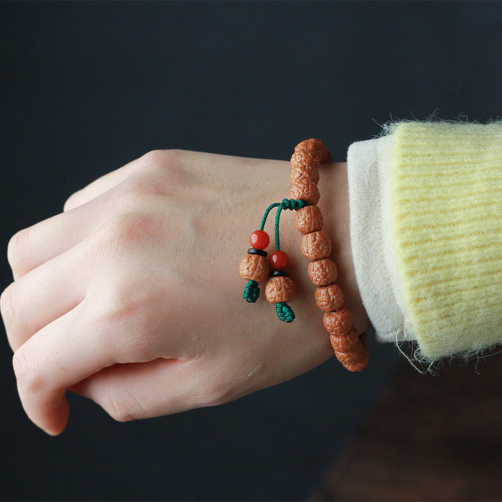 BWOOOH Tibetan Rudraksha Bodhi Seed Agate Wealth Bracelet