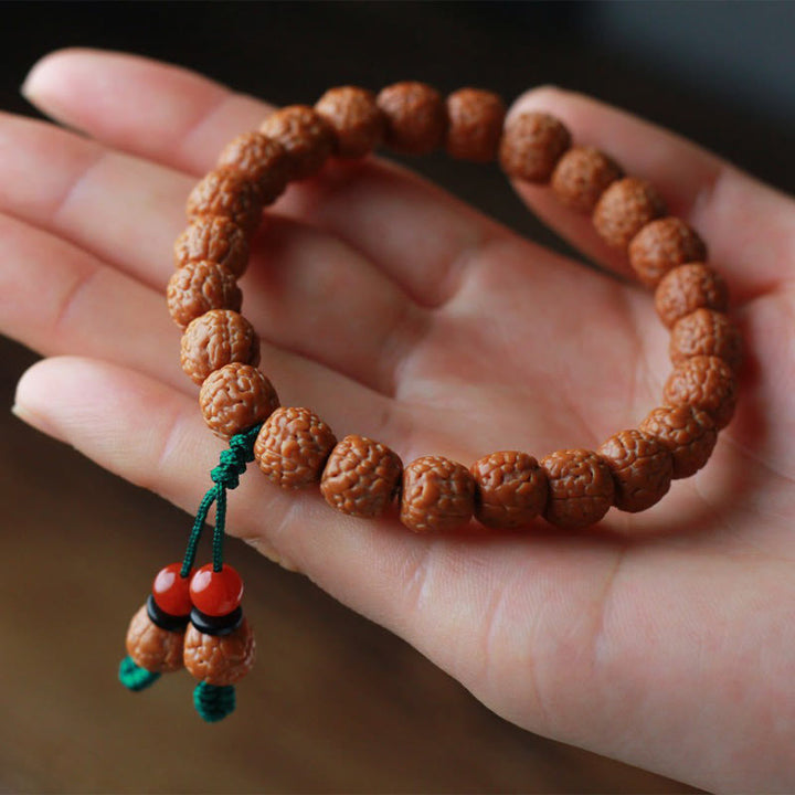 BWOOOH Tibetan Rudraksha Bodhi Seed Agate Wealth Bracelet