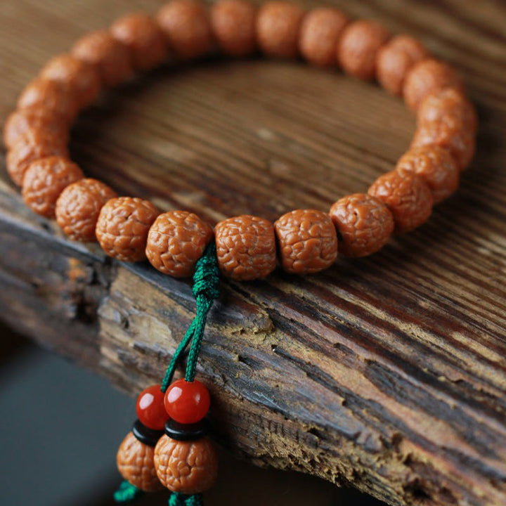 BWOOOH Tibetan Rudraksha Bodhi Seed Agate Wealth Bracelet