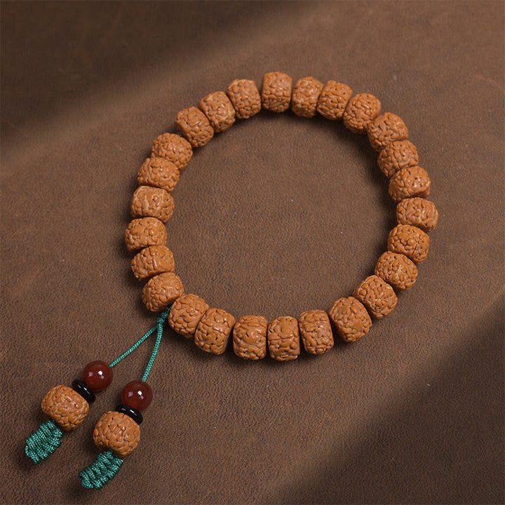 BWOOOH Tibetan Rudraksha Bodhi Seed Agate Wealth Bracelet