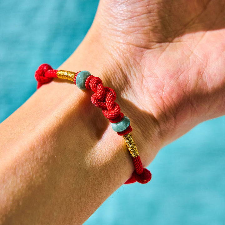 BWOOOH Red String Jade Luck Fortune Knot Braided Couple Bracelet
