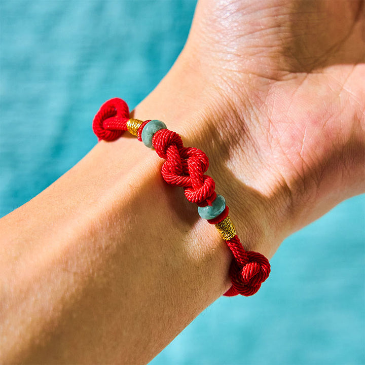 BWOOOH Red String Jade Luck Fortune Knot Braided Couple Bracelet