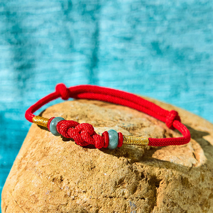 BWOOOH Red String Jade Luck Fortune Knot Braided Couple Bracelet