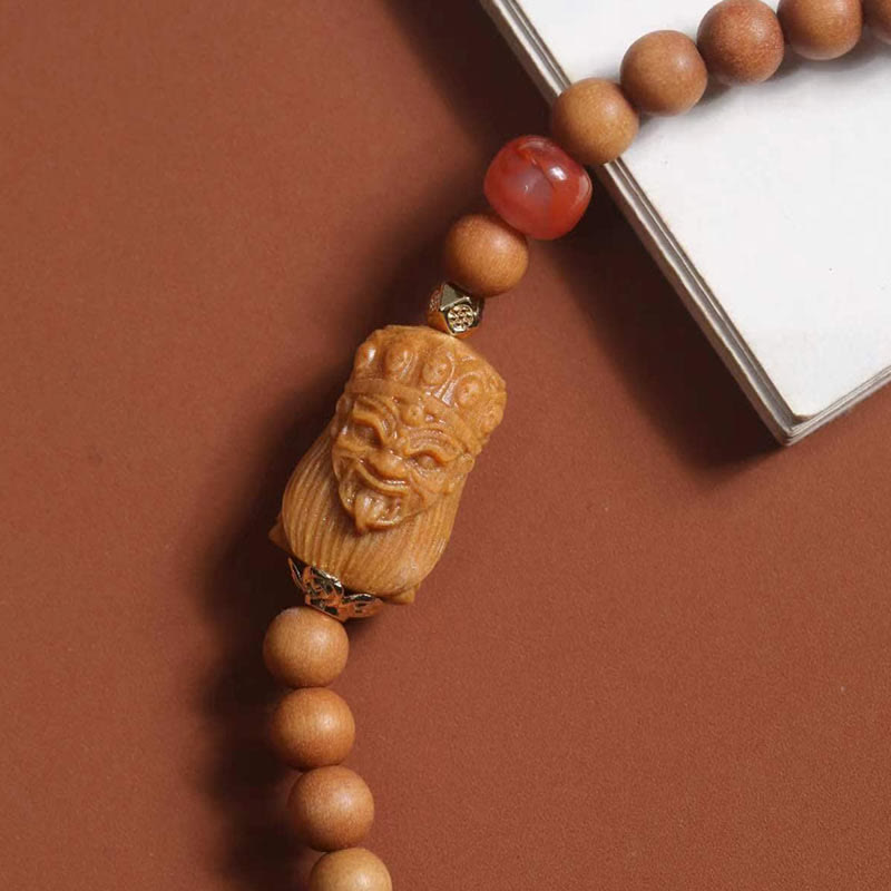BWOOOH Tibetan Zakiram Goddess Of  Wealth South Red Agate Sandalwood Fortune Bracelet