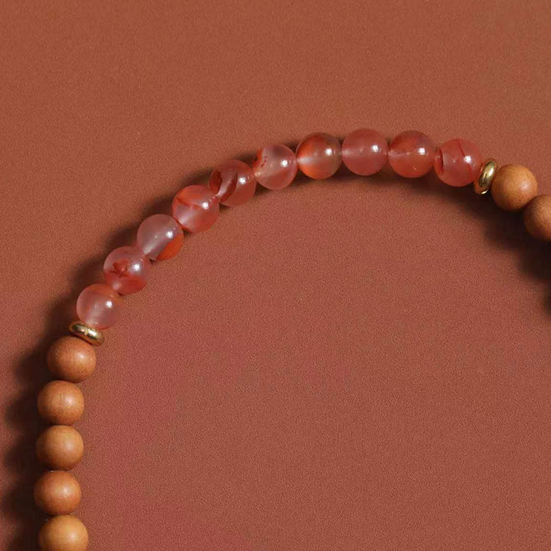 BWOOOH Tibetan Zakiram Goddess Of  Wealth South Red Agate Sandalwood Fortune Bracelet
