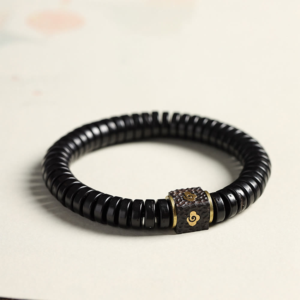 BWOOOH Tibetan Coconut Shell Auspicious Clouds Positive Bracelet — Coconut Shell Tibetan bracelet for spiritual healing an...
