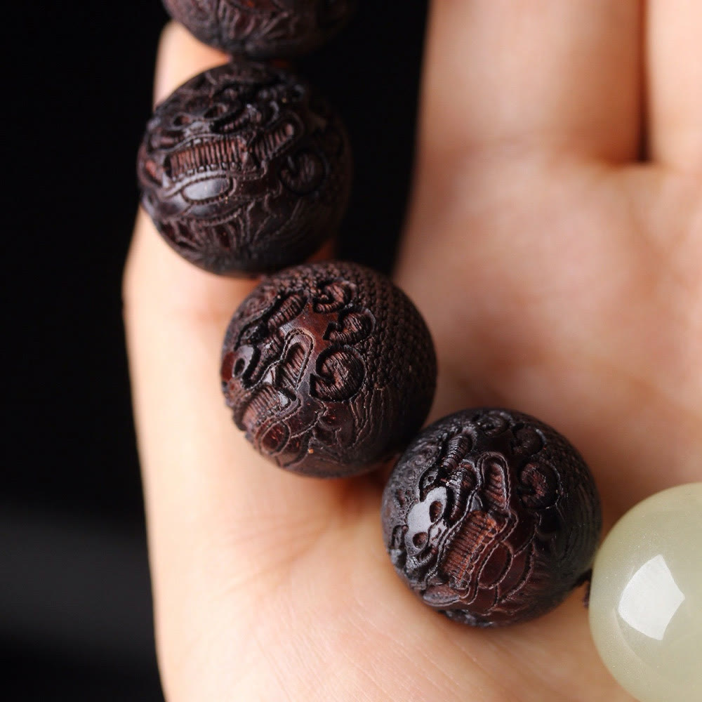 BWOOOH Tibetan Rosewood Engraving PiXiu Warmth Bracelet