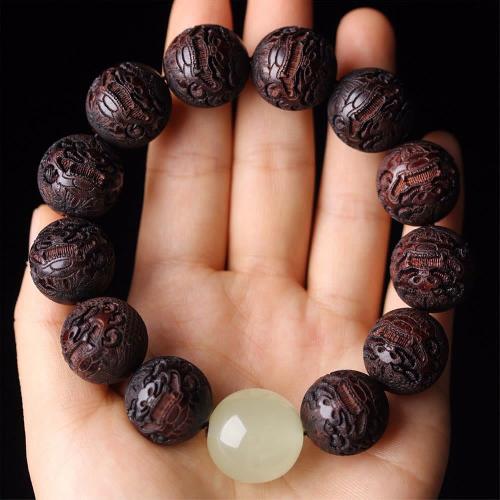 BWOOOH Tibetan Rosewood Engraving PiXiu Warmth Bracelet