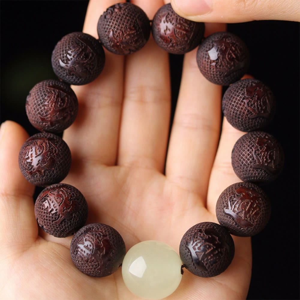 BWOOOH Tibetan Rosewood Engraving PiXiu Warmth Bracelet