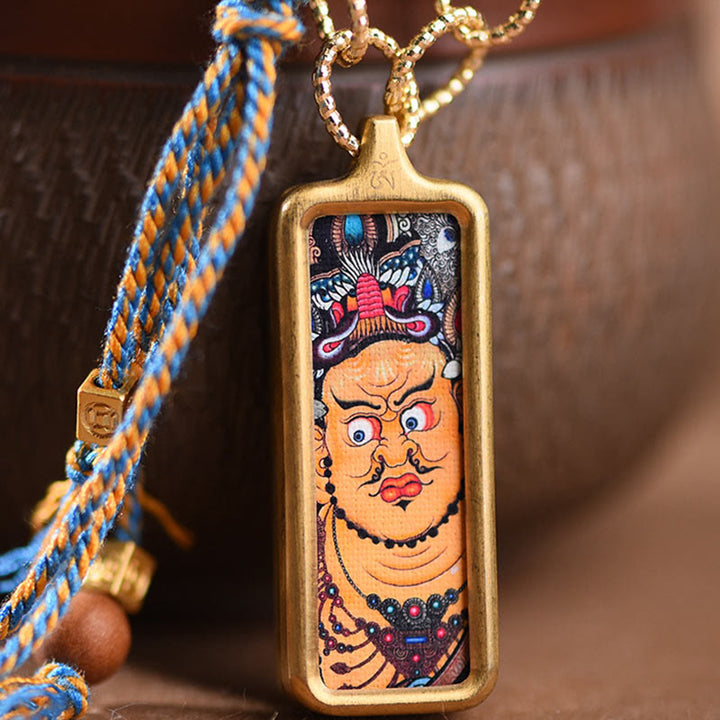 BWOOOH Tibet God Of Wealth Titanium Steel Thangka Wealth Necklace Pendant