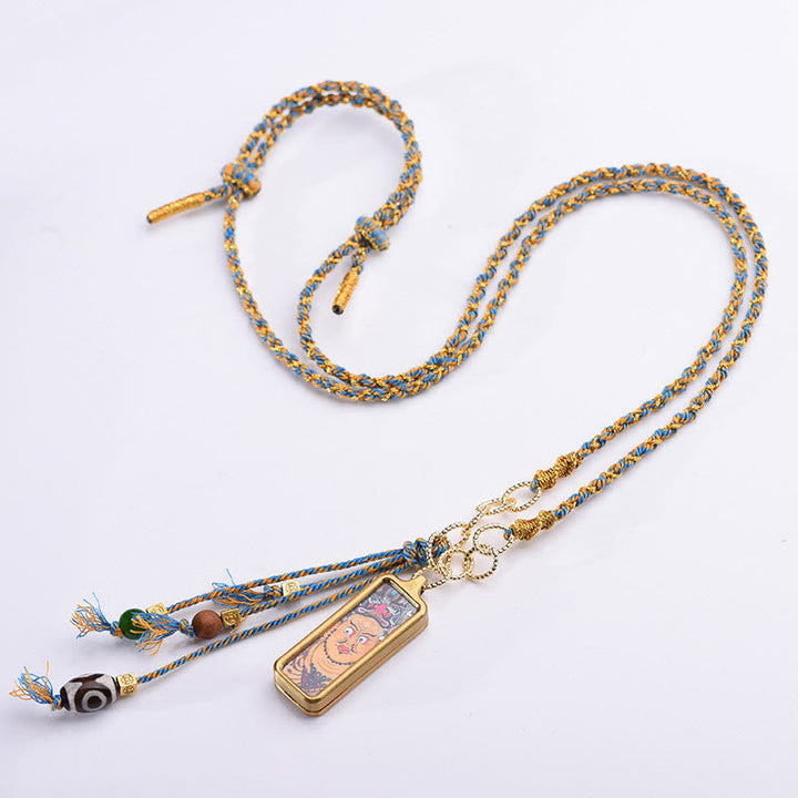 BWOOOH Tibet God Of Wealth Titanium Steel Thangka Wealth Necklace Pendant