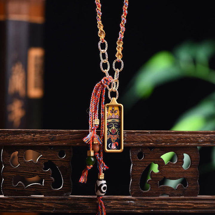 BWOOOH Tibet God Of Wealth Titanium Steel Thangka Wealth Necklace Pendant