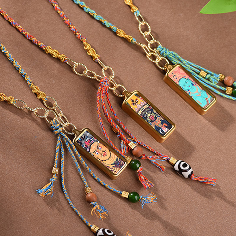 BWOOOH Tibet God Of Wealth Titanium Steel Thangka Wealth Necklace Pendant