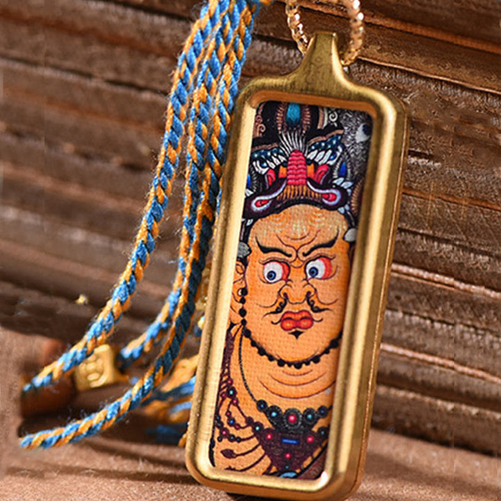 BWOOOH Tibet God Of Wealth Titanium Steel Thangka Wealth Necklace Pendant