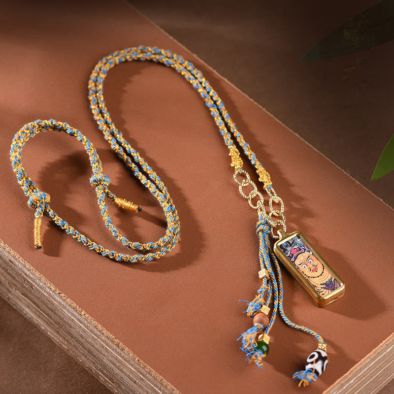 BWOOOH Tibet God Of Wealth Titanium Steel Thangka Wealth Necklace Pendant