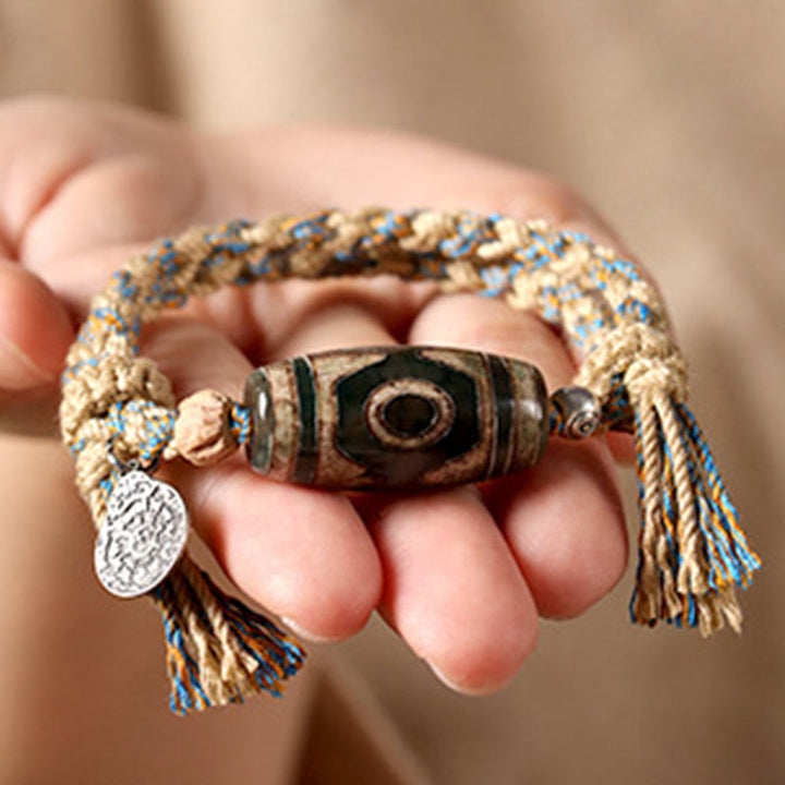 BWOOOH Tibetan Dzi Bead Wealth  Protection Braided Bracelet