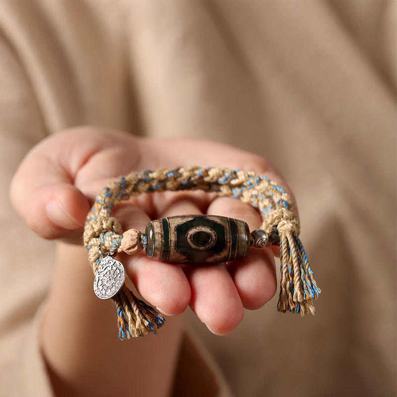 BWOOOH Tibetan Dzi Bead Wealth  Protection Braided Bracelet