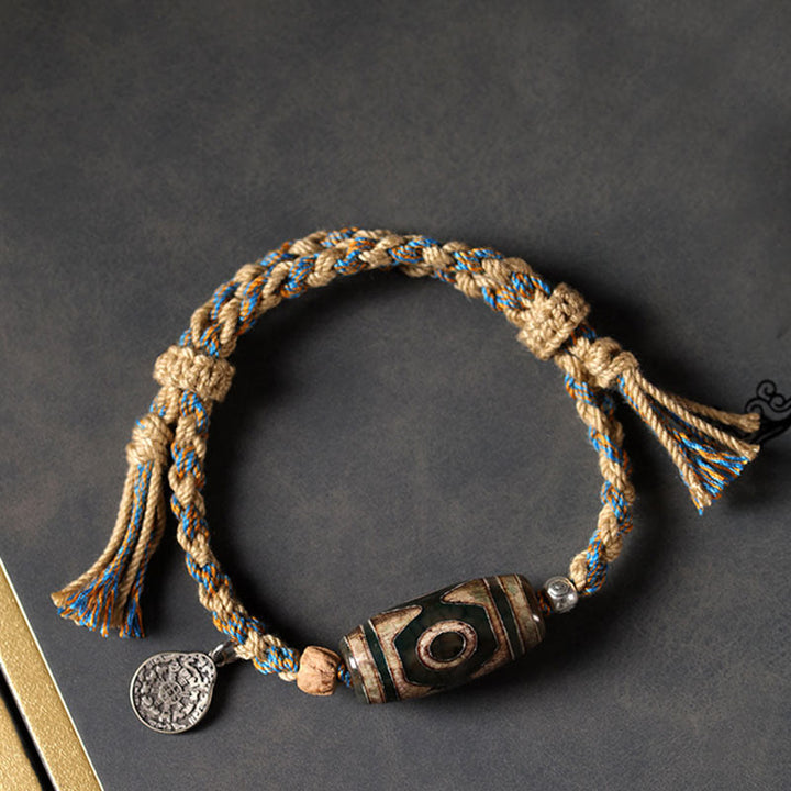 BWOOOH Tibetan Dzi Bead Wealth  Protection Braided Bracelet
