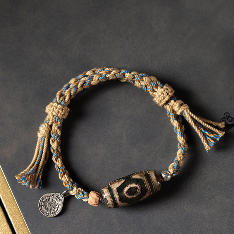 BWOOOH Tibetan Dzi Bead Wealth  Protection Braided Bracelet
