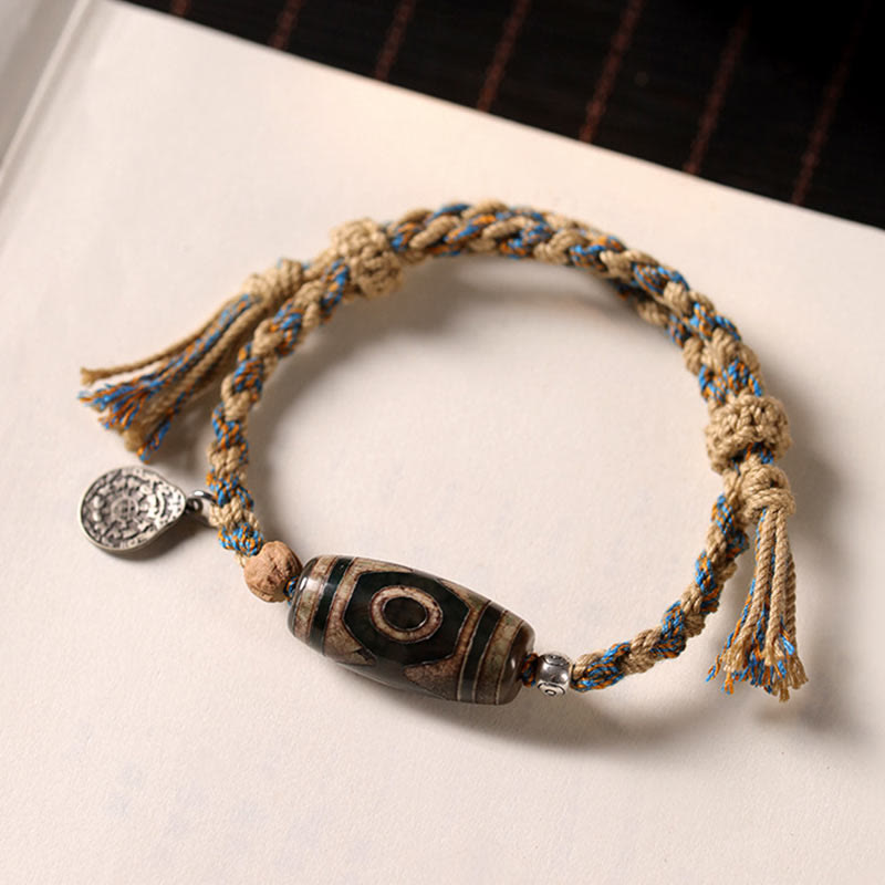 BWOOOH Tibetan Dzi Bead Wealth  Protection Braided Bracelet