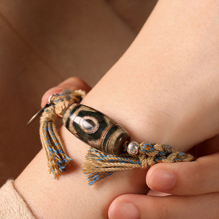 BWOOOH Tibetan Dzi Bead Wealth  Protection Braided Bracelet