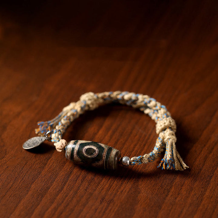 BWOOOH Tibetan Dzi Bead Wealth  Protection Braided Bracelet