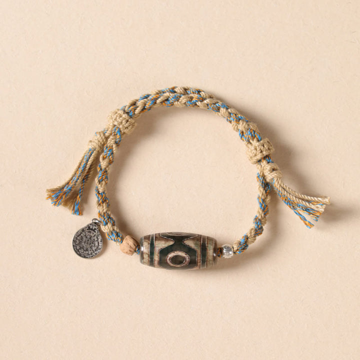 BWOOOH Tibetan Dzi Bead Wealth  Protection Braided Bracelet — Dzi Tibetan bracelet for spiritual healing and mindful living