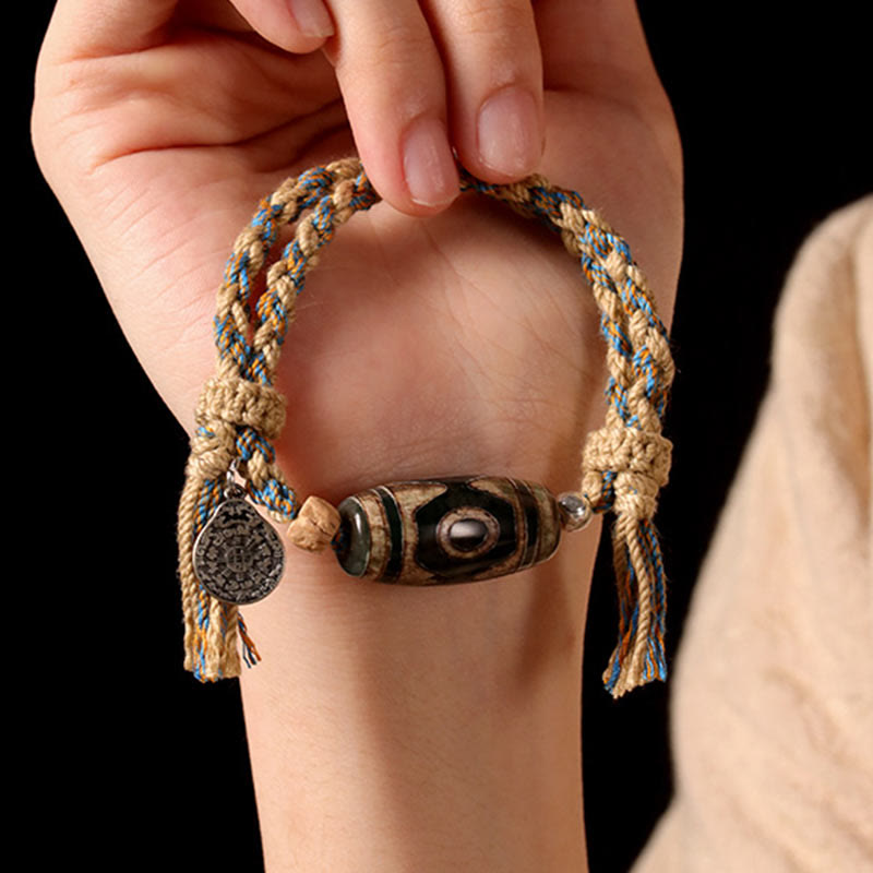 BWOOOH Tibetan Dzi Bead Wealth  Protection Braided Bracelet