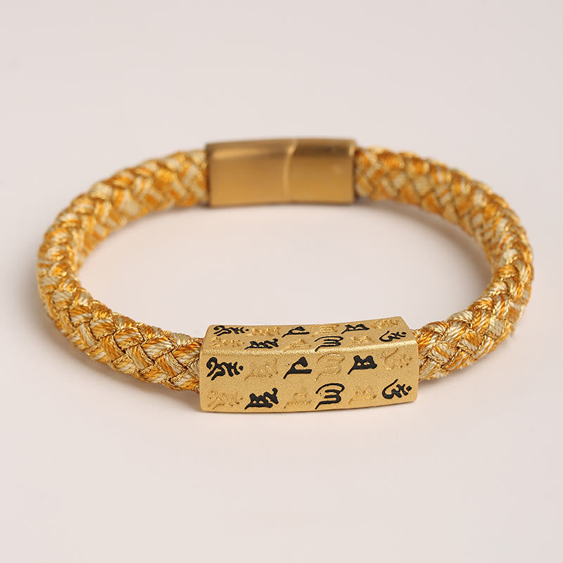 BWOOOH Tibetan Om Mani Padme Hum Various Colors Rope Gold Thread Diamond Knot Luck Buckle Bracelet