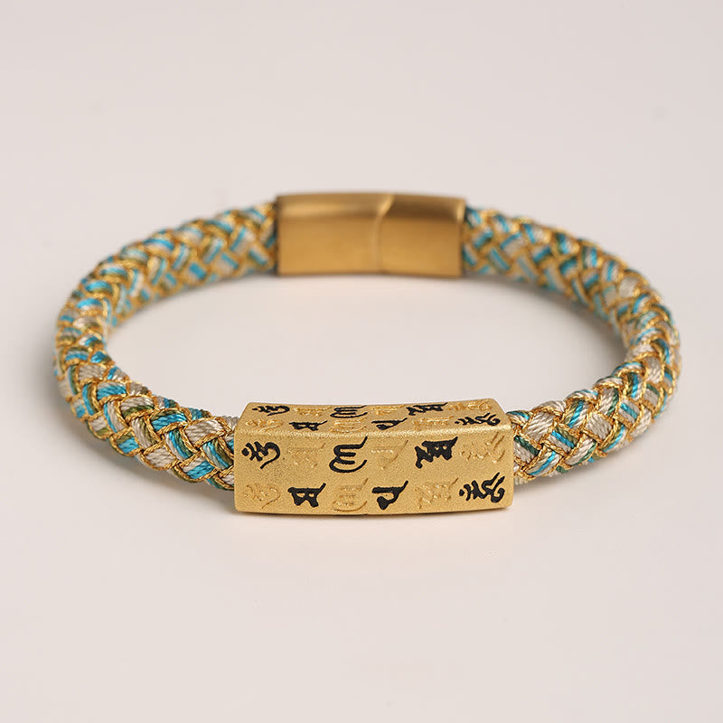 BWOOOH Tibetan Om Mani Padme Hum Various Colors Rope Gold Thread Diamond Knot Luck Buckle Bracelet